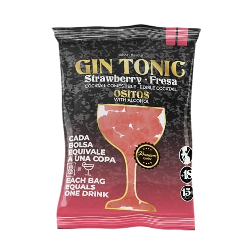 OSITOS Gin Tonic fresa - Cocktail comestible. Cada bolsa equivale como un cubata en volumen de alcohol.