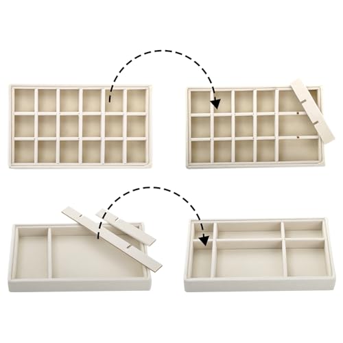 Elsjoy Set of 8 Velvet Jewelry Tray, Drawer Insert Divided Storage Holder Stackable Jewelry Organizer, Necklace Bracelet Display Tray for Christmas3