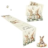 Ostern Tischläufer,Hase Osterei Ostertischläufer,40×238 cm Waschbar Ostertischdecken Läufer,Modern Tischläufer Frühling Läufer Ostertischdecken Tischdecke für Küche Esstisch Dekoration