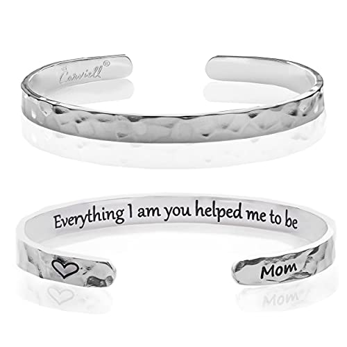 Carviell Bracelets Gifts For Mom, Stainless Steel Cuff, Mom Birthday Gifts From Daughter, Mother Of The Bride Gifts, Mother's Day Present #TOP3