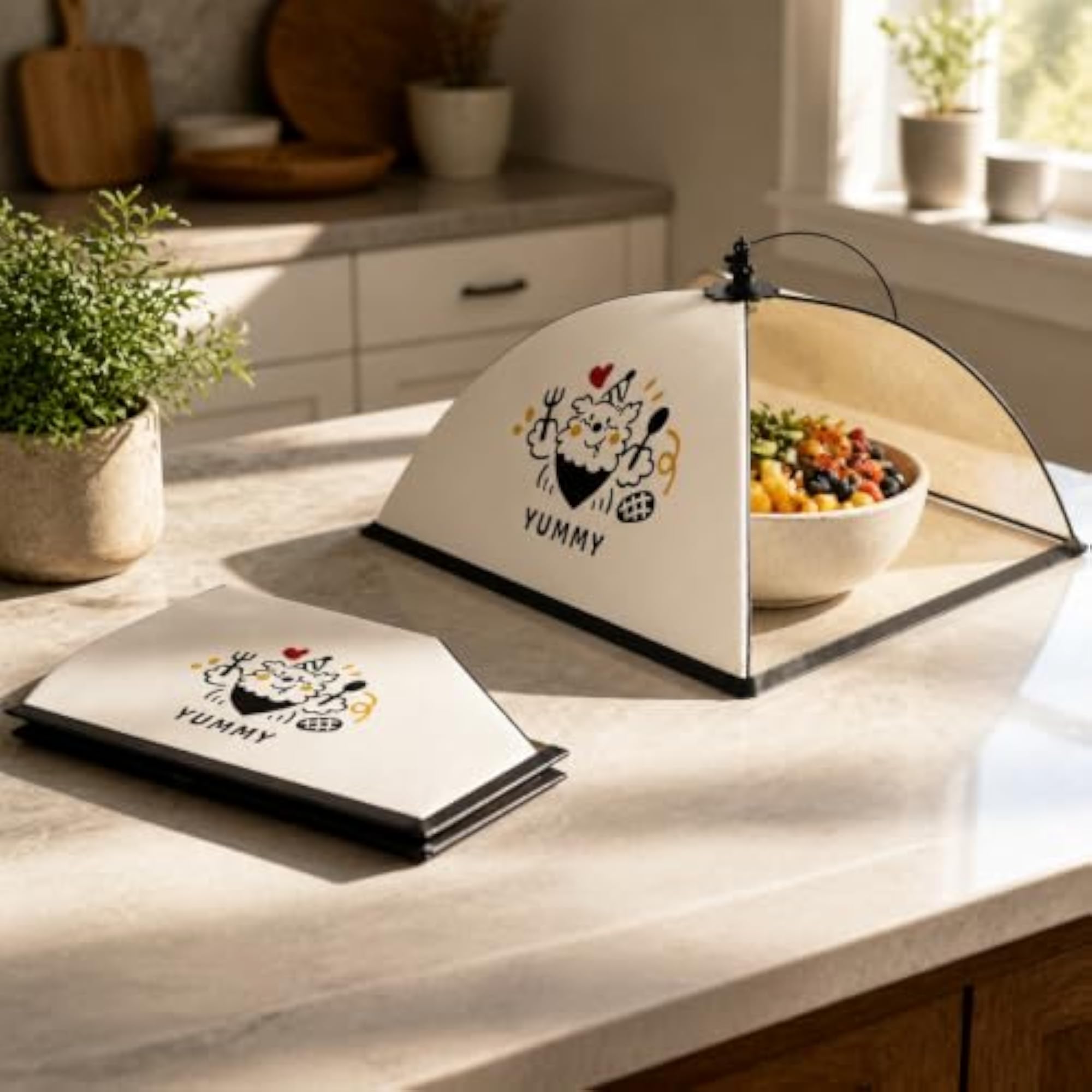 Foldable Rectangular Food Cover Tent with Happy Bear Design
