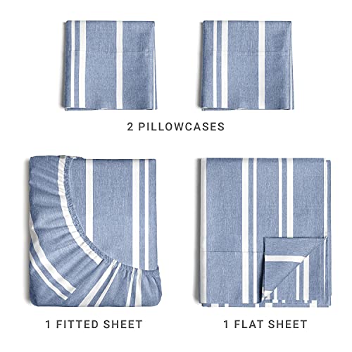 Striped Bed Sheets - Pin Striped Sheets - Blue And White Sheets - White And Blue Striped Sheets - Cal King Striped Sheets - Hotel Luxury Bed Sheets - Deep Pockets - Breathable & Cooling Sheets #TOP2