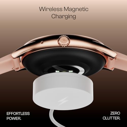 Image of Fire-Boltt Phoenix Air Smart Watch 1.26 inch Round Display, Rotating Button, Wireless Charging, Ultra Lightweight Metal Body, Bluetooth Calling, Smartwatch with Silicone & Mesh Steel Straps Petal Pink