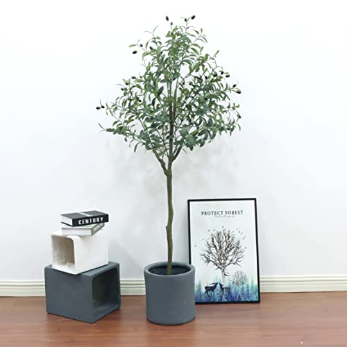 Artificial Olive Tree, 5Ft (60'') Tall Fake Silk Tree Plants For Modern Living Room Home Office Indoor Outdoor Garden Decor, Natural Artificial Plants For Housewarming #TOP2