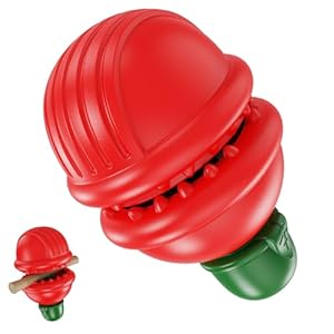 Dog Chew Toys for Aggressive Chewers, Non-Toxic Dog Puzzle Toys & Teething Toy for Different Dogs, Venus Flytrap Shape, Interactive Durable Dog Toy to Keep Them Busy and Warm Gift, Red