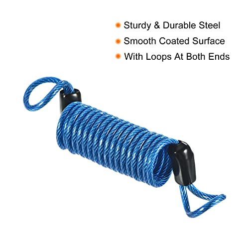 PATIKIL Security Steel Cable 2.5mm x 1m/3.28ft Coated Spring Luggage Lock Wire Rope with Double Loop Blue - Image 3