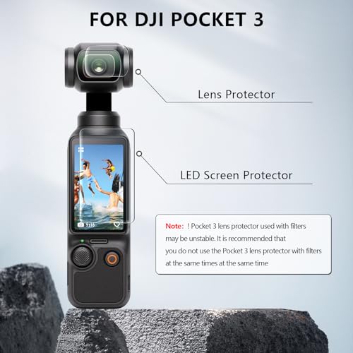 Image of FPVtosky 2 x Lens Protectors, 2 x Screen Protector for DJI Osmo Pocket 3, DJI Pocket 3 Creator Combo Accessories, Tempered Glass, Hardness 9H, Touch Sensitive, Complete Screen Protector