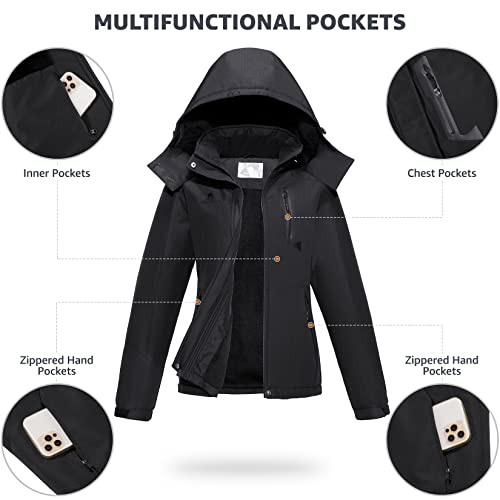 Camelsports Women’s Waterproof Ski Jacket Warm Winter Snow Coat Mountain Windproof Windbreaker Hood Rain Jacket Fleece Parka #TOP5