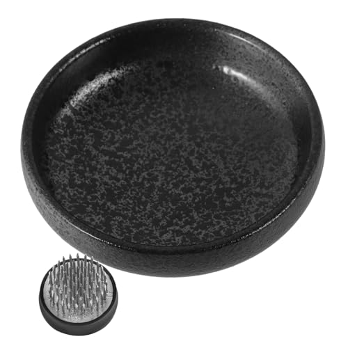 ULDIGI Flower Arrangement Frog Pin Holder for Floral Designs Vintage Style Ceramic Plate