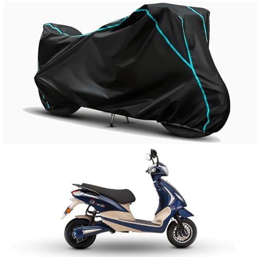 Image of Waterproof Bike Body Cover Compatible for | Tunwal Storm ZX | Taffeta Fabric, Sky Piping Design, Bottom Elastic Fit | Dustproof, Sun UV & Rain Protection for All Weather.