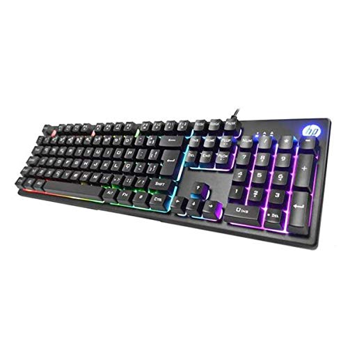 HP Teclado Gamer K500F Preto USB Layout ABNT2 Teclas Multimídia e Iluminação de LED multicores em 3 modos (iluminado/pulsando/vibrando) 7ZZ97AA
