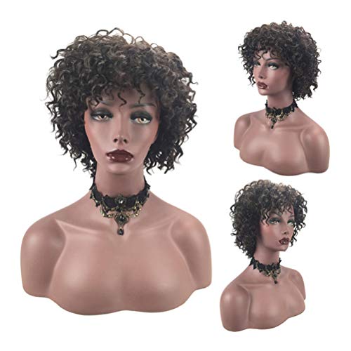 Lurrose Moda peruca afro encaracolada fofa peruca sintética extensões de cabelo peruca peruca cobert