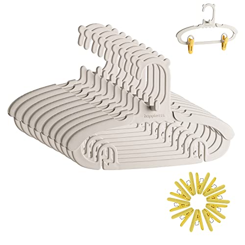 Truelux Infant Hangers (Pack Of 10, Grey), Adjustable Kids Hangers With 10 Clips For Infant Children Toddler, Durable Plastic Non-Slip Baby Clothes Hangers For Nursery Closet #TOP26