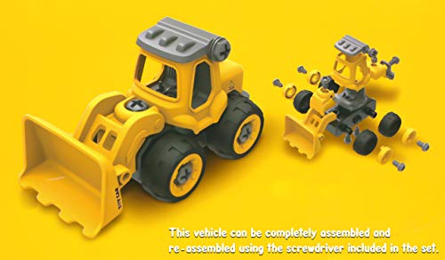 Image of Zest 4 Toyz Construction Vehicle Toy Set for Kids | 4 Pcs Engineering Truck Toys Excavator Bulldozer Road Roller Loader STEM Educational Toy Push and Go Construction Toys for Boys Girls