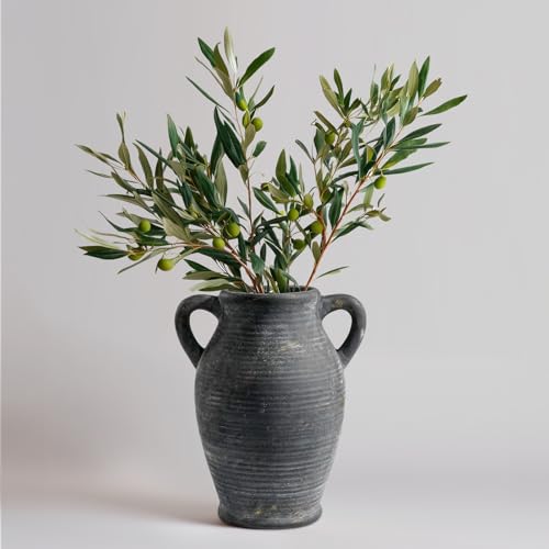 Sunddo Black Vases Home Decor, Rustic Farmhouse Ceramic Vase with