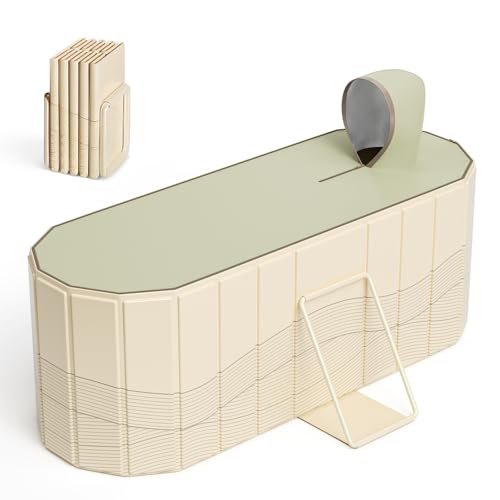 Aoykkii Baignoire pliable adulte 150 x 55 x 50cm,Baignoire portable pliable avec un couvercle,2 panneaux de support latéraux,2 trous de drainage,pour...
