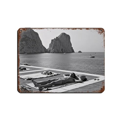 Panneau métal Sunbath au design vintage rétro 30 x 40 cm rigide et durable - 2