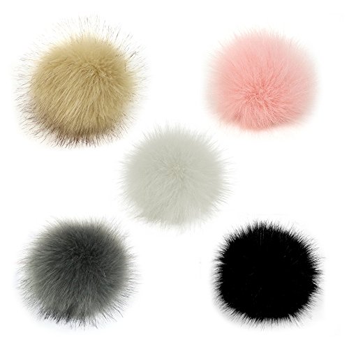 Gosear 5 Piezas 10 cm Faux Piel esponjosa Pom Pom Ball con...