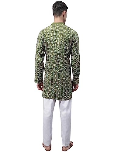 Image of Jompers Men's Cotton Embroidered Straight Kurta Pyjama Set