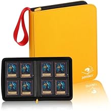 Toploader Binder, DTCGBIN 4-Pocket Top Loader Trading Card Binder Album Compatible for PKM TCG MTG,Holds 3"x4" 128 Rigid Cards 4-POCKET, Yellow Red