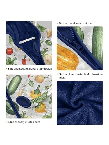 Cute Vegetables Girls Fleece Jacket Girls Fall Jacket Boys Coats Zip Up Hoodie Children Sherpa Warm Outerwear 2-10T3