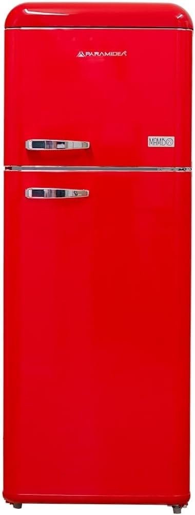 PYRAMIDEA Frigorifero Doppia Porta Mambo Rosso 280L, Classe E, 3 Ripiani In Vetro, Autonomia 24h, 55x62x169 Cm