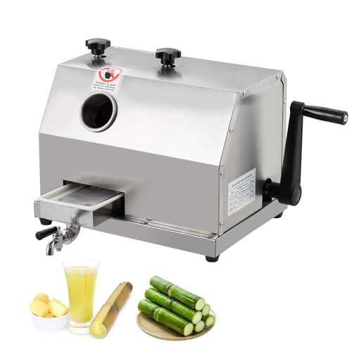 Commercial Sugar Cane Juicer Machine, Stainless Steel 3 Rollers Sugarcane Press, 2.4 Inch Large Feeding Inlet, 110 LBS/H High Output Manual Sugarcane