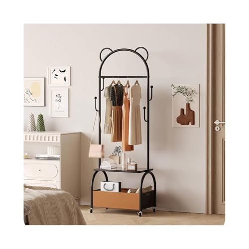GLigeT ﻿Perchero en Forma de Árbol Perchero de pie de hierro móvil for el hogar, cesta for ropa sucia, perchero de gama alta Perchero de Pie(Negro)