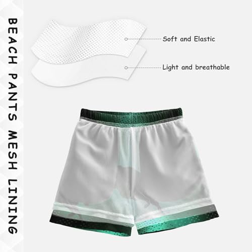 Boys Beach Board Shorts Funny Ox Animal Green Swim Trunk Teen Swimwear 8-16Y4