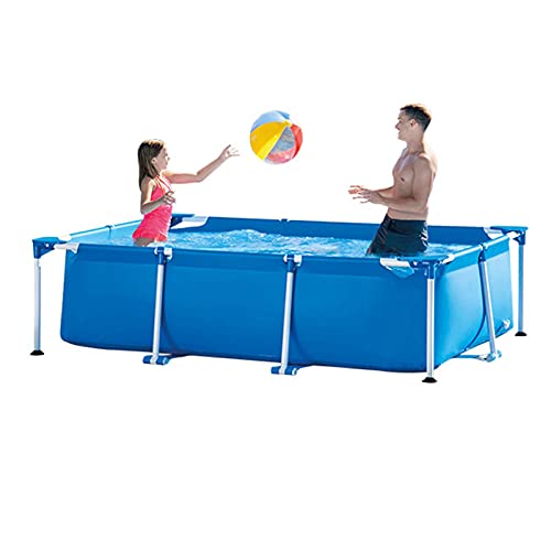 Piscina con marco, piscina de jardín familiar acuática, soporte de tubería de acero inoxidable, fácil de instalar, 220 x 150 x 60 cm