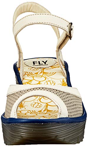 Fly London Women's Yans190Fly Open Toe Sandals, Multicolour Greige Offwhite Blue 002, 7.5 #TOP1