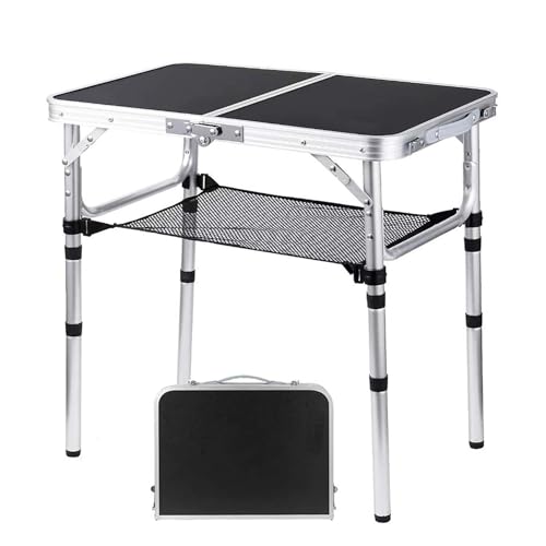 YihuiKo Folding Camping Table, Adjustable Height Folding Table, Portable Aluminum Small Folding Table with Carry Handle for Picnic, BBQ, Indoor, Office