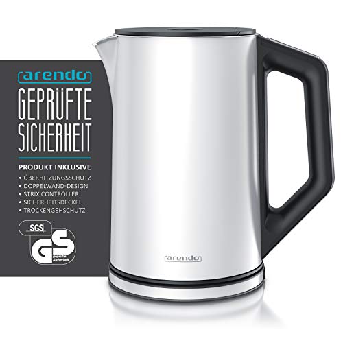 Arendo - Wasserkocher und Toaster im Set Edelstahl Weiß, Wasserkocher 1,5L 40°-100°C Warmhaltefunktion Toaster 2… – Bild 3