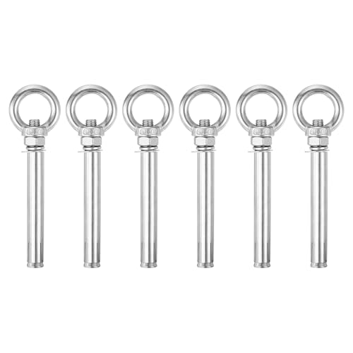 Image of uxcell Ring Lifting Expansion Eyebolt, 6pcs M10x120mm 304 Stainless Steel Expansion Screw with Eye Ring for Concrete Brick Wall