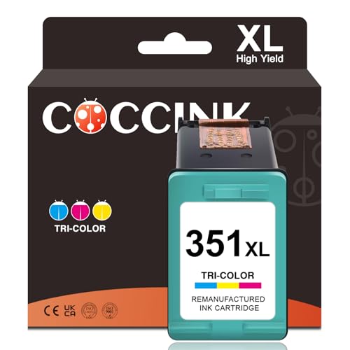 COCCINK 351XL printer Ink Cartridges Replacement for HP 351 XL Compatible with D4260 D4360 J5780 J6410 J7500 C4280 C4340 C4380 C4480 C4580 C5180 C5280 D5360 Colour High Yield