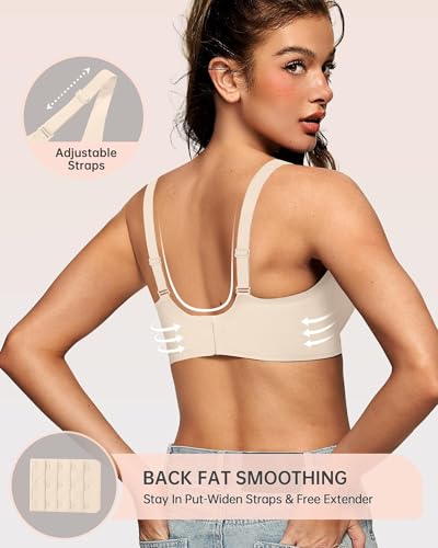 Image of OEAK Womens Deep V Bras Wireless Comfortable Bra Supportive No Underwire Bras Tshirt Push Up Bralettes Plunge Seamless Bra