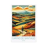 XFATGIA Póster de viaje de Camino de Santiago, lienzo decorativo para pared, pinturas para sala de estar, dormitorio, decoración de 60 x 90 cm