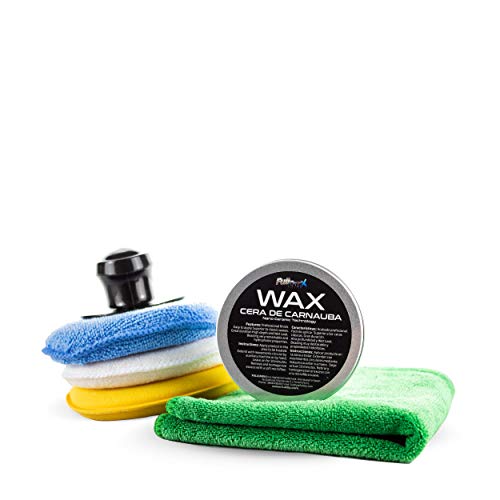 Kit cire de carnauba pour voiture FullCarX + 3 applicateurs + chiffon microfibre pour brillance de carrossier Cover