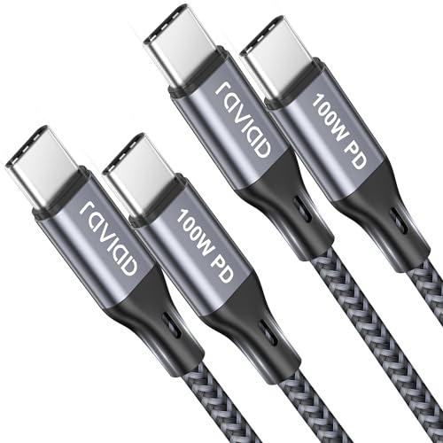 RAVIAD USB C auf USB C Kabel [2Stück 1M+1M] 100W USB C Kabel PD Schnellladekabel Nylon USB Typ C Ladekabel für iPhone 15...
