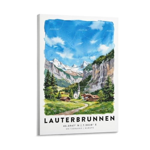 Décoration esthétique de chambre : poster vintage Lauterbrunnen pour sublimer vos murs