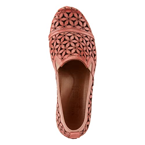 Image of Spring Step Flowerflow Shoes for Women - Leather Womens Loafer with Floral Laser Cutout - Comfortale Slip-On Shoes for Womens