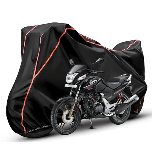 Image of Waterproof Bike Body Cover Compatible with Hero Xtream CBZ Dustproof Scratchproof - Motorcycle Cover for Two Wheeler, Outdoor Full Cover with UV, Duty, Rain Protection (Black & Red) R1
