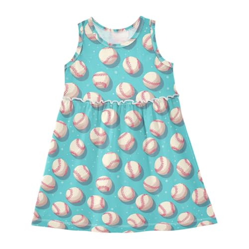 KLL Baseball Pattern Girls Dress Cute Jumper Skirt Summer Clothes Crew Neck