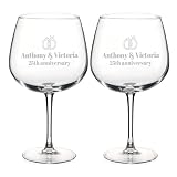 Wanapix | Pack 2 Copas de Gin Tonic Personalizadas con Nombre| Copa de Balón para Combinados | Cristal Grabado | Apta Lavavajillas | Regalo para Fiestas | 70cl | Love Ring