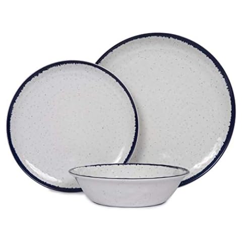 Melamine Dinnerware Set, 12-Piece Plates and Bowls set, Indoor Outdoor Melamine Plates, Durable and BPA Free, Dishwasher Safe(Service for 4) Cover