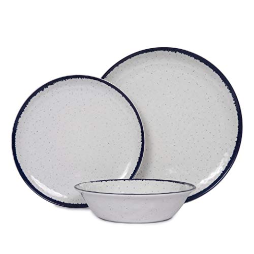 Melamine Dinnerware Set, 12-Piece Plates and Bowls set, Indoor Outdoor Melamine Plates, Durable and BPA Free, Dishwasher Safe(Service for 4)