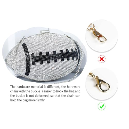 Rhinestone Football Purse – Shaped Rugby Quirky Bag Sparkling Clutch, Handbag & Pocketbook for Game Day3