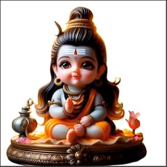 Shree Bal Shiv Shakti God Wall Sticker for Pooja Room, Livingroom, Bedroom, Office, Kidsroom (Size - 45 CM x 45 CM)