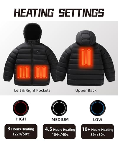Kids Heated Jacket,Boys Girls Lightweight Electric Heated Coat for Child with 5V Battery Pack2