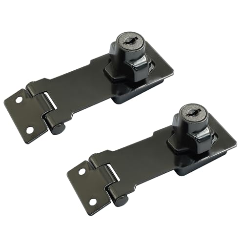 Image of Bivethoi 2Pcs Keyed Hasp Locks 3 Inch Twist Knob Keyed Locking Hasp, Stainless Steel Hasp Latches Keyed Different for Small Doors, Cabinets (Black)